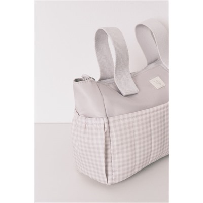 Neceser mediano "maternity" cuadros vichy gris