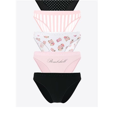 5-Pack Stretch Cotton Bikini Panties
