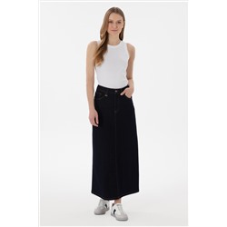 Kadın Koyu Mavi Jean Maxi Boy Etek