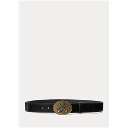 Lauren Crest-Plaque Leather Belt