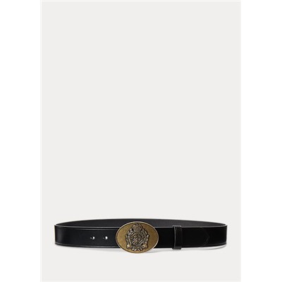 Lauren Crest-Plaque Leather Belt