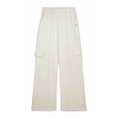 Pantalón largo flare felpa marfil
