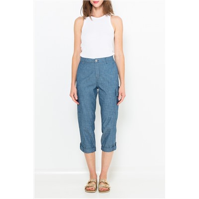 Pantalón pirata de lino Azul