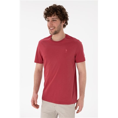 Erkek Regular Fit Bisiklet Yaka Vişne Basic Tişört