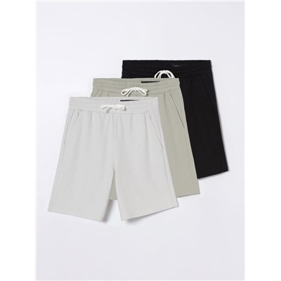 PACK OF 3 PAIRS OF BASIC PLUSH BERMUDA SHORTS