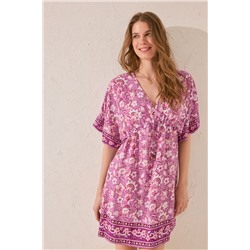 Camisola corta estampado flores morado