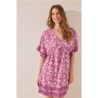 Camisola corta estampado flores morado