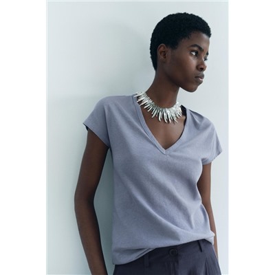 LINEN AND COTTON BLEND T-SHIRT