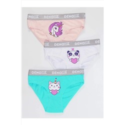 Denokids Kız Çocuk Pembe-beyaz-mint 3 Adet Külot Takım CFF-22K1-073