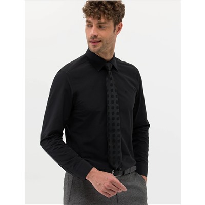 Siyah Slim Fit Uzun Kollu Basic Gömlek