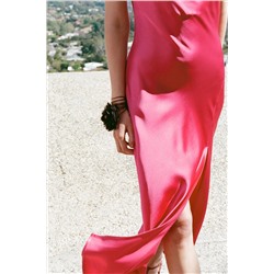 ASYMMETRIC SATIN MIDI DRESS