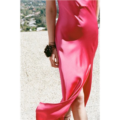 ASYMMETRIC SATIN MIDI DRESS