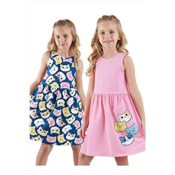 Denokids, Sevimli Kediler Kız Çocuk 2'li Elbise