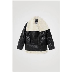 Chaqueta biker oversize acolchada borreguito