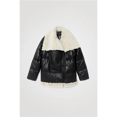 Chaqueta biker oversize acolchada borreguito