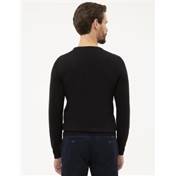 Siyah Slim Fit Bisiklet Yaka Basic Triko Kazak