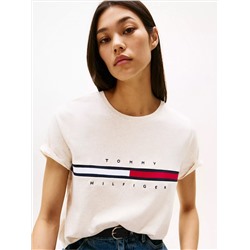Embroidered Flag Stripe Logo T-Shirt
