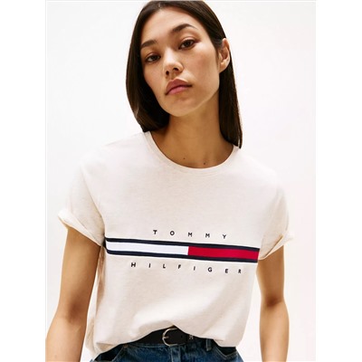 Embroidered Flag Stripe Logo T-Shirt