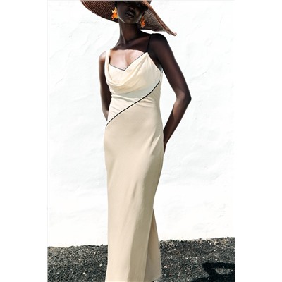 CONTRAST MIDI DRESS