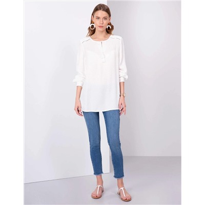 Ekru Comfort Fit Bluz