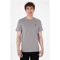 Erkek Regular Fit Bisiklet Yaka Koyu Gri Basic Tişört