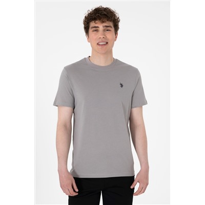 Erkek Regular Fit Bisiklet Yaka Koyu Gri Basic Tişört