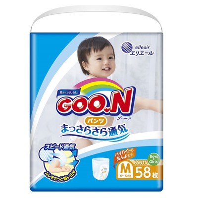Подгузники-трусики GOO.N М 58  (6-12кг) универсальные высокая посадка