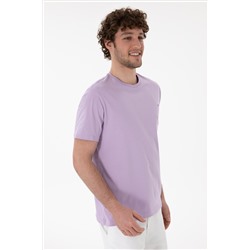 Erkek Regular Fit Bisiklet Yaka Lila Basic Tişört
