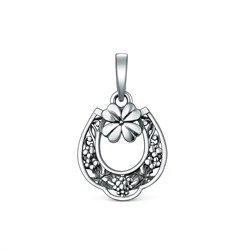 Подвеска из чернёного серебра - Подкова, клевер, виноградная лоза П-035о