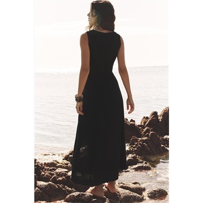 LINEN BLEND MIDI DRESS