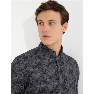 Yeşil Slim Fit Uzun Kollu Gömlek