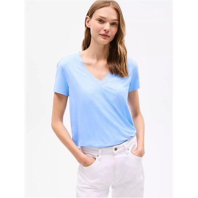 Relaxed Fit Drapey V-Neck T-Shirt