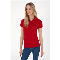 Kadın Kırmızı Basic Polo Yaka Tişört