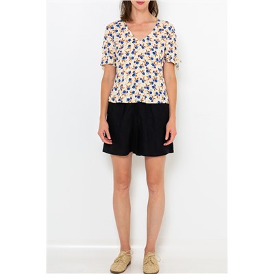 Blusa Amarillo pastel y azul