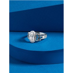 Кольцо из серебра с чернением - Казанская БМ 925 пробы 1-150