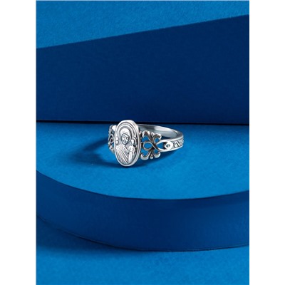 Кольцо из серебра с чернением - Казанская БМ 925 пробы 1-150