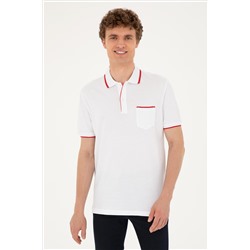 Erkek Regular Fit Polo Yaka Beyaz Tişört