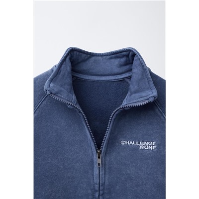 WASHED-EFFECT ZIP-UP SWEATSHIRT