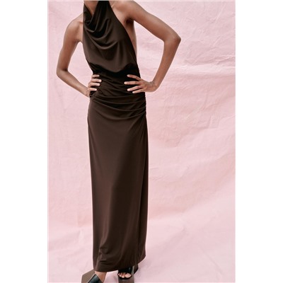 LONG HALTER DRESS WITH OPEN BACK