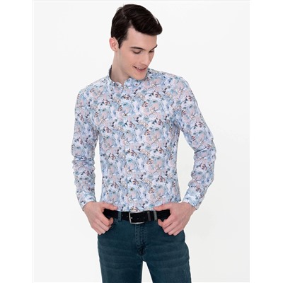 Açık Mavi Slim Fit Uzun Kollu Gömlek