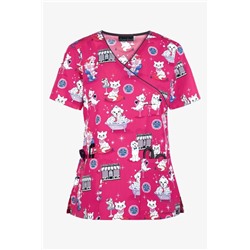 STYLE # CK614BTP Cherokee Beauty Paw-lor Mock Wrap Print Scrub Top