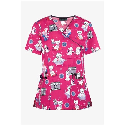 STYLE # CK614BTP Cherokee Beauty Paw-lor Mock Wrap Print Scrub Top