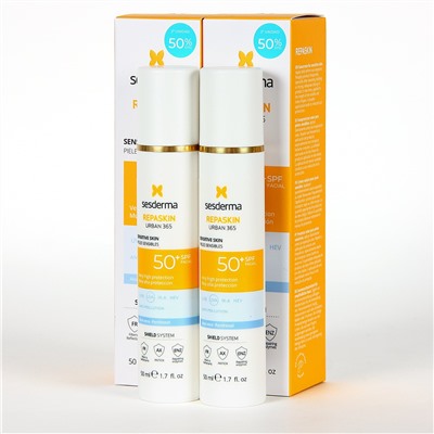 S*sd*rma PACK Duplo Repaskin Urban 365 Piel Sensible SPF50+ 50 ml 50% Descuento Segundad Unidad