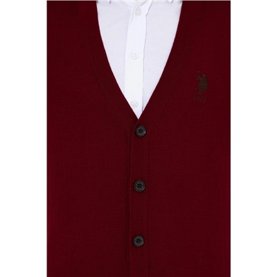 Erkek Bordo Basic Triko Hırka