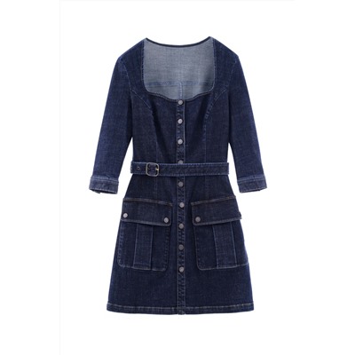 Vestido camisero vaquero Azul