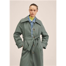 Gabardina algodón cinturón -  Mujer | MANGO OUTLET Melilla