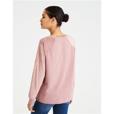 AE VELVET RAGLAN CREW