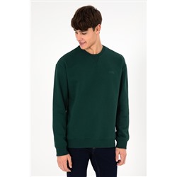 Erkek Koyu Yeşil Basic Sweatshirt