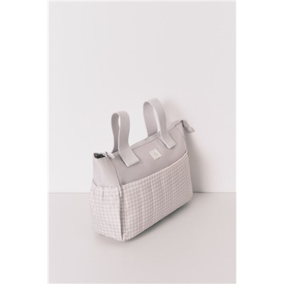 Neceser mediano "maternity" cuadros vichy gris