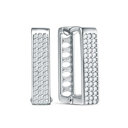 Серьги из серебра с фианитами родированные 301984-FA11